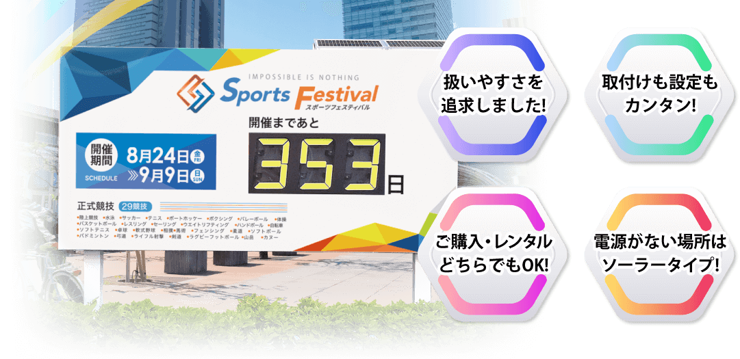 カウントダウンサイン特徴一覧